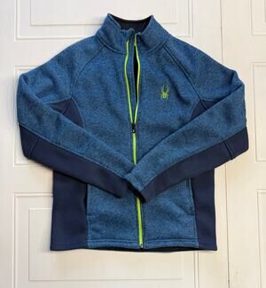 Spyder Mens Sz M Blue Two Tone Zip Up Sweatshirt Sherpa Lined Warm